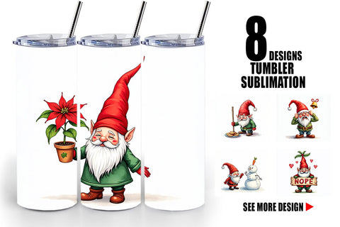 Tumbler Bah Humbug Gnomes: A Sarcastic Watercolor Sublimation artnoy 