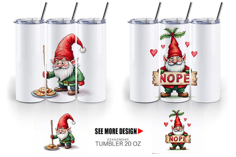 Tumbler Bah Humbug Gnomes: A Sarcastic Watercolor Sublimation artnoy 
