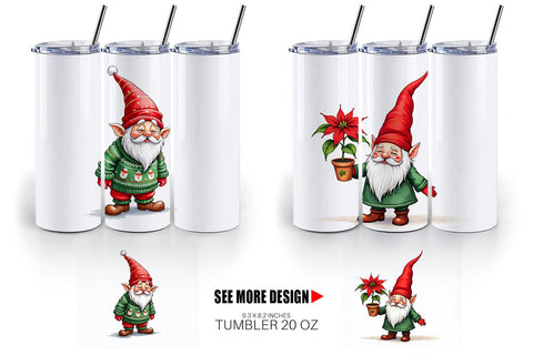 Tumbler Bah Humbug Gnomes: A Sarcastic Watercolor Sublimation artnoy 