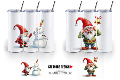 Tumbler Bah Humbug Gnomes: A Sarcastic Watercolor Sublimation artnoy 