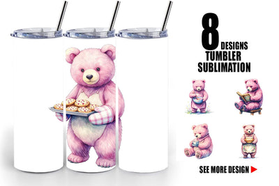 Tumbler Baking Mama Bear Watercolor Sublimation artnoy 
