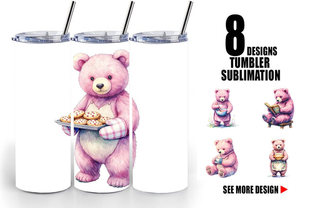 Tumbler Baking Mama Bear Watercolor Sublimation artnoy 