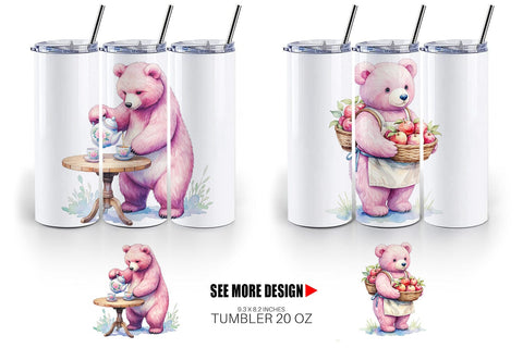 Tumbler Baking Mama Bear Watercolor Sublimation artnoy 