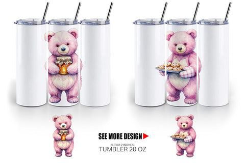 Tumbler Baking Mama Bear Watercolor Sublimation artnoy 