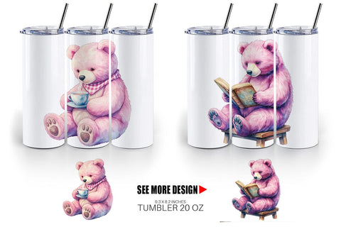 Tumbler Baking Mama Bear Watercolor Sublimation artnoy 