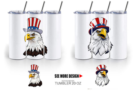 Tumbler Bald Eagle Patriotic Sublimation artnoy 