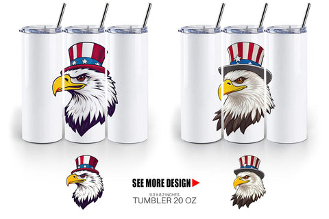 Tumbler Bald Eagle Patriotic Sublimation artnoy 