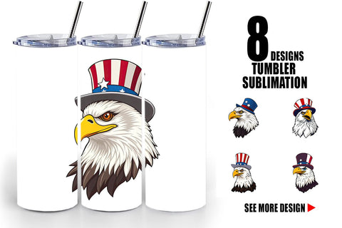 Tumbler Bald Eagle Patriotic Sublimation artnoy 