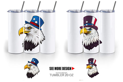 Tumbler Bald Eagle Patriotic Sublimation artnoy 