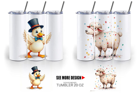 Tumbler Barnyard Bash Farm Animals Mardi Gras Sublimation artnoy 