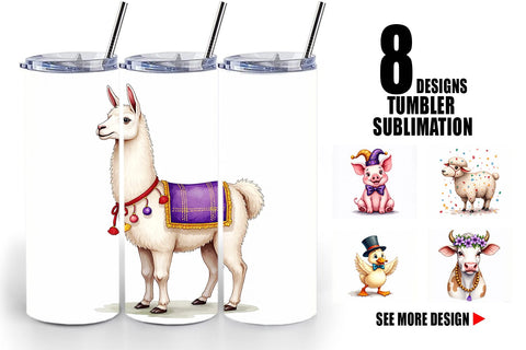 Tumbler Barnyard Bash Farm Animals Mardi Gras Sublimation artnoy 