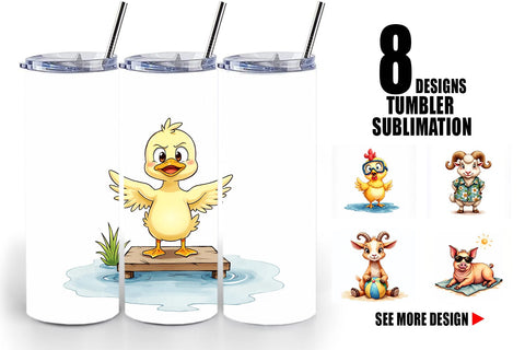 Tumbler Barnyard Burnout Sarcastic Summer Watercolors Sublimation artnoy 