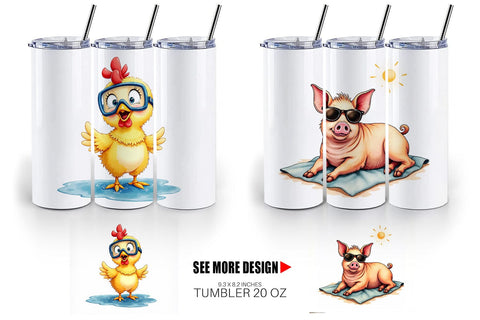 Tumbler Barnyard Burnout Sarcastic Summer Watercolors Sublimation artnoy 
