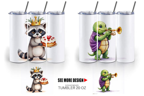 Tumbler Bayou Jazz Mardi Gras Animals Watercolor Sublimation artnoy 