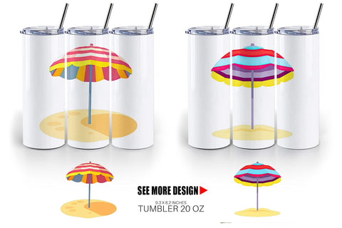 Tumbler Beach Umbrella Sublimation artnoy 