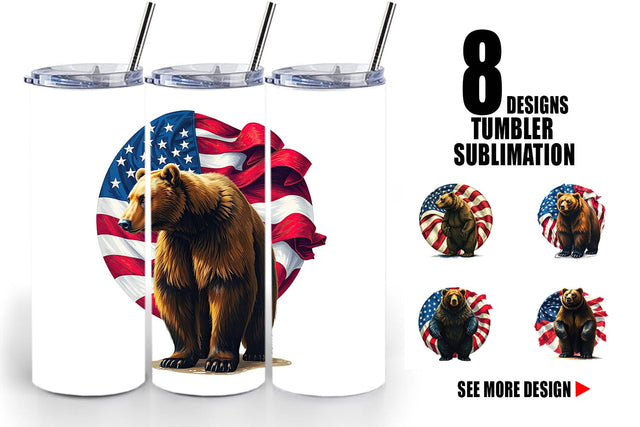 Tumbler Bear 4th of July Sublimation artnoy 