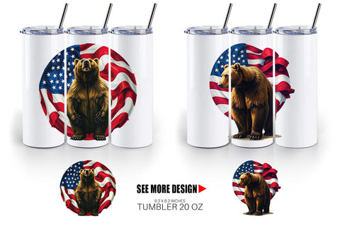 Tumbler Bear 4th of July Sublimation artnoy 