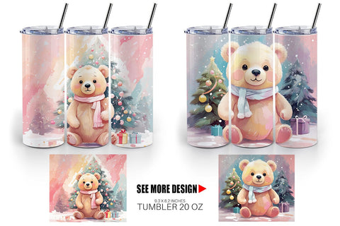 Tumbler Bear Christmas Painting Sublimation artnoy 