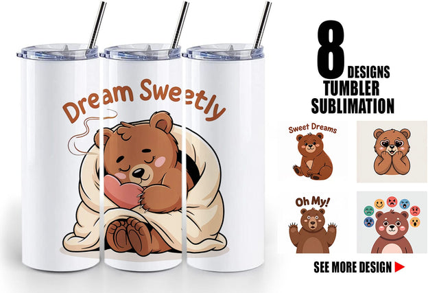 Tumbler Bear Mood Sublimation artnoy 