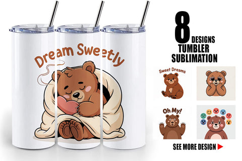 Tumbler Bear Mood Sublimation artnoy 