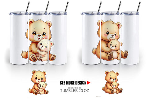 Tumbler Bear Mother's Day Sublimation artnoy 