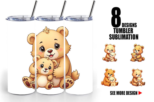 Tumbler Bear Mother's Day Sublimation artnoy 