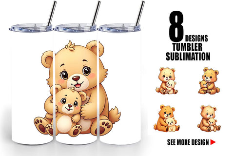 Tumbler Bear Mother's Day Sublimation artnoy 