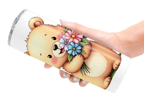 Tumbler Bear Spring Bouquet Sublimation artnoy 