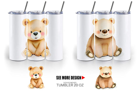 Tumbler Bear Wildlife Sublimation artnoy 