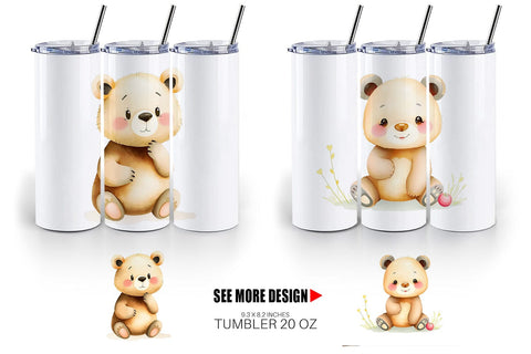 Tumbler Bear Wildlife Sublimation artnoy 