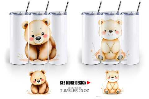 Tumbler Bear Wildlife Sublimation artnoy 