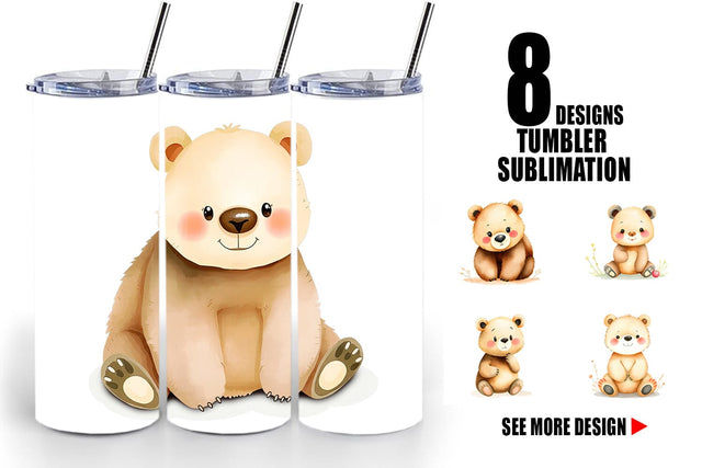 Tumbler Bear Wildlife Sublimation artnoy 