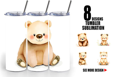 Tumbler Bear Wildlife Sublimation artnoy 