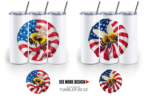 Tumbler Bee 4th of July Sublimation artnoy 