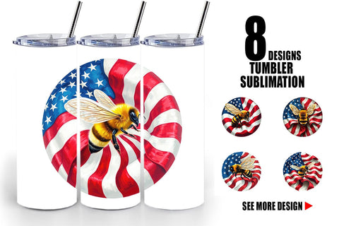 Tumbler Bee 4th of July Sublimation artnoy 