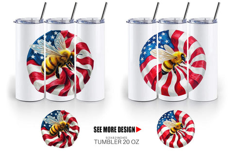 Tumbler Bee 4th of July Sublimation artnoy 