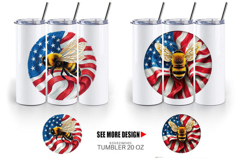 Tumbler Bee 4th of July Sublimation artnoy 