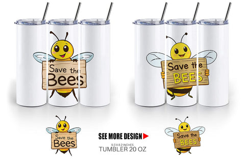 Tumbler Bee Holding Sign Sublimation artnoy 