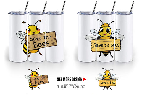 Tumbler Bee Holding Sign Sublimation artnoy 