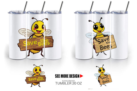 Tumbler Bee Holding Sign Sublimation artnoy 