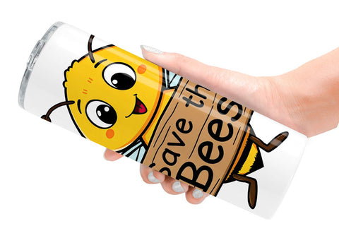 Tumbler Bee Holding Sign Sublimation artnoy 