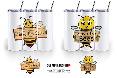 Tumbler Bee Holding Sign Sublimation artnoy 