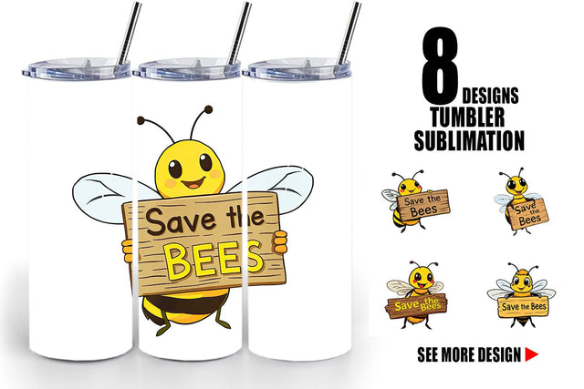 Tumbler Bee Holding Sign Sublimation artnoy 