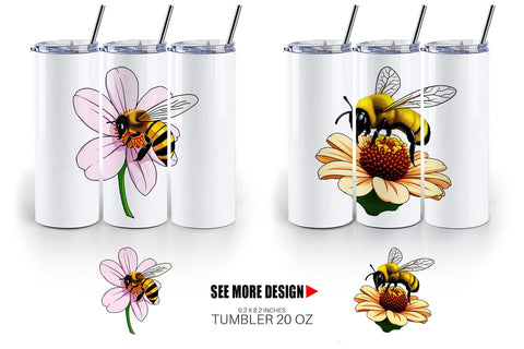 Tumbler Bee on Flower Sublimation artnoy 