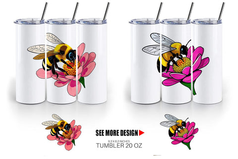 Tumbler Bee on Flower Sublimation artnoy 