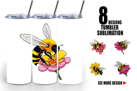 Tumbler Bee on Flower Sublimation artnoy 