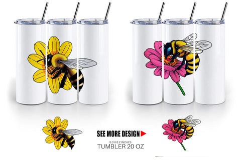 Tumbler Bee on Flower Sublimation artnoy 