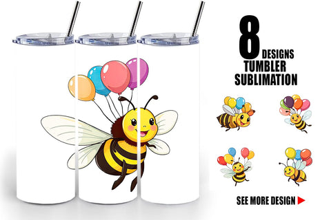 Tumbler Bee with Balloons Sublimation artnoy 