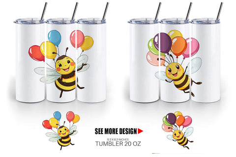 Tumbler Bee with Balloons Sublimation artnoy 
