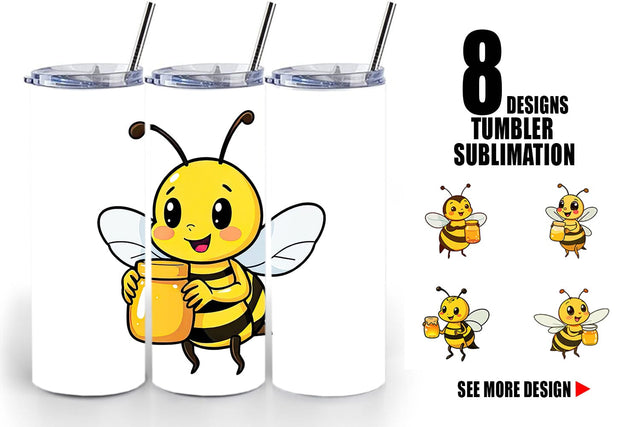 Tumbler Bee with Honey Jar Sublimation artnoy 